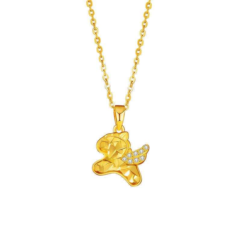 Immediately Rich Flower Sterling Silver 925 Necklace Women's Light Luxury High-Grade Sense Birth Year Zircon Clavicle Chain Zodiac Horse Pendant