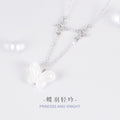S925 Sterling Silver White Agate Butterfly Necklace Diamond-Embedded Clover Niche Design High-Grade Clavicle Chain Wholesale Delivery