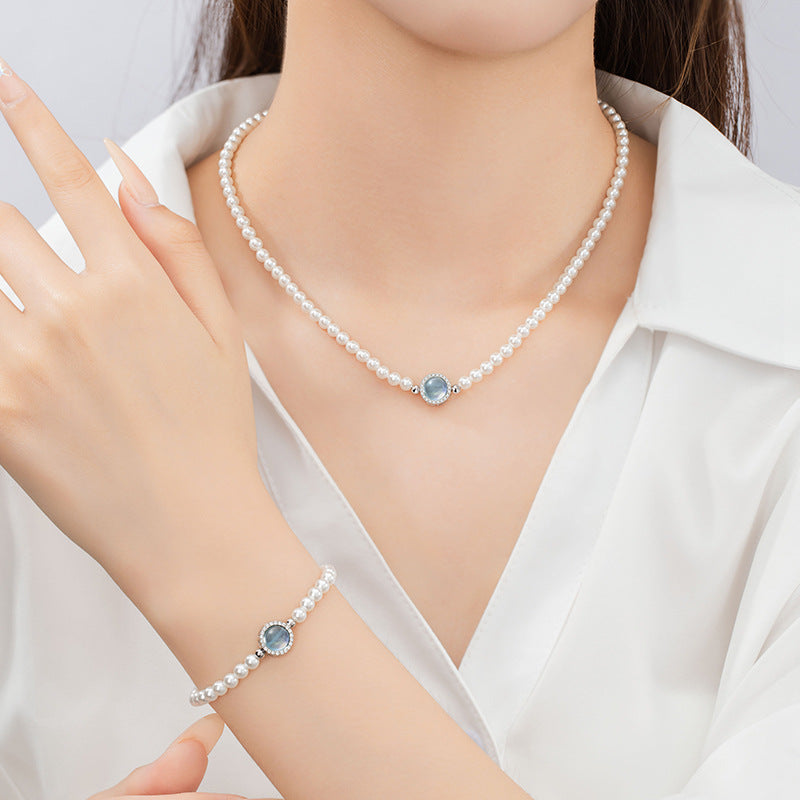 Hailanbao Sterling Silver 925 Necklace Female Niche Design Light Luxury Shijia Pearl Clavicle Chain Ins Style Girlfriends Pendant