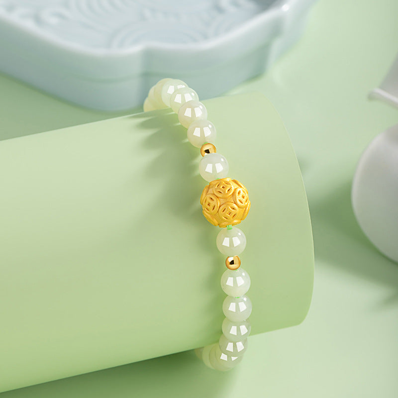 Bracciale in argento sterling 925 – moneta e giada Hetian
