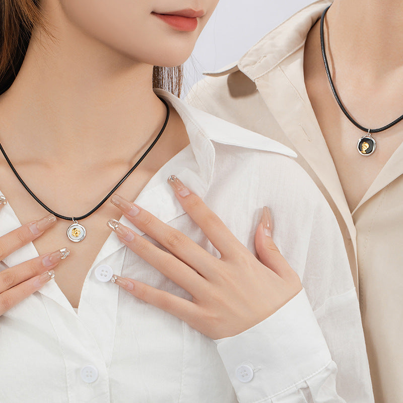 Little Prince and Rose Sterling Silver 925 Couple Necklace Men and Women Fashion Versatile Shell Clavicle Chain Ins Pendant