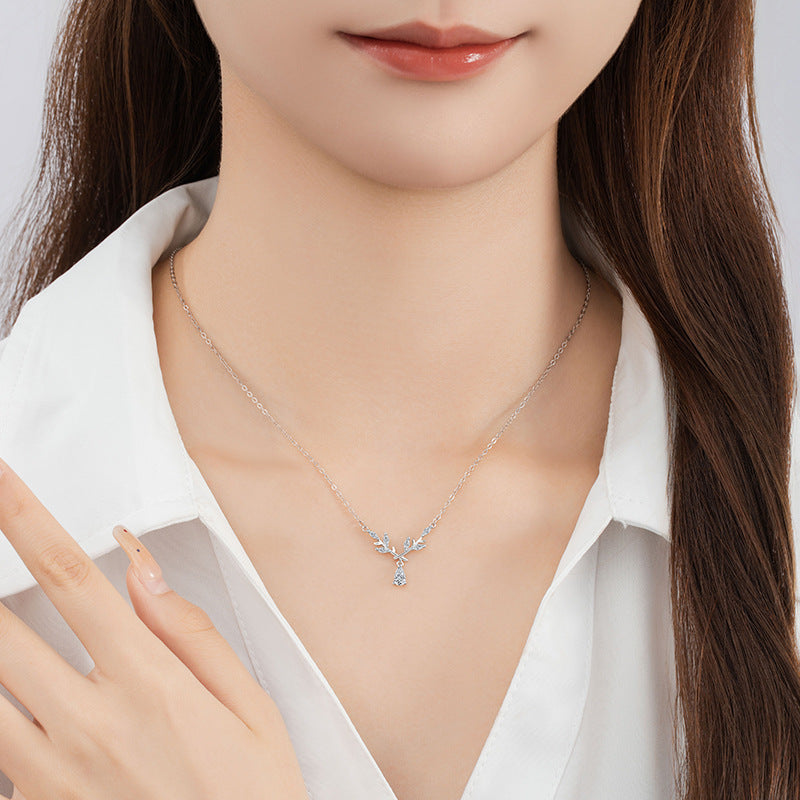 Wheat Ear Foot Silver 999 Necklace Women's Fashion All-Match Ear Safety Clavicle Chain Ins Style Laurel Goddess Pendant
