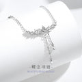 Butterfly Sterling Silver 925 Necklace Female Personality Fashion Versatile Zircon Clavicle Chain Ins Delogistics Su Flower Pendant