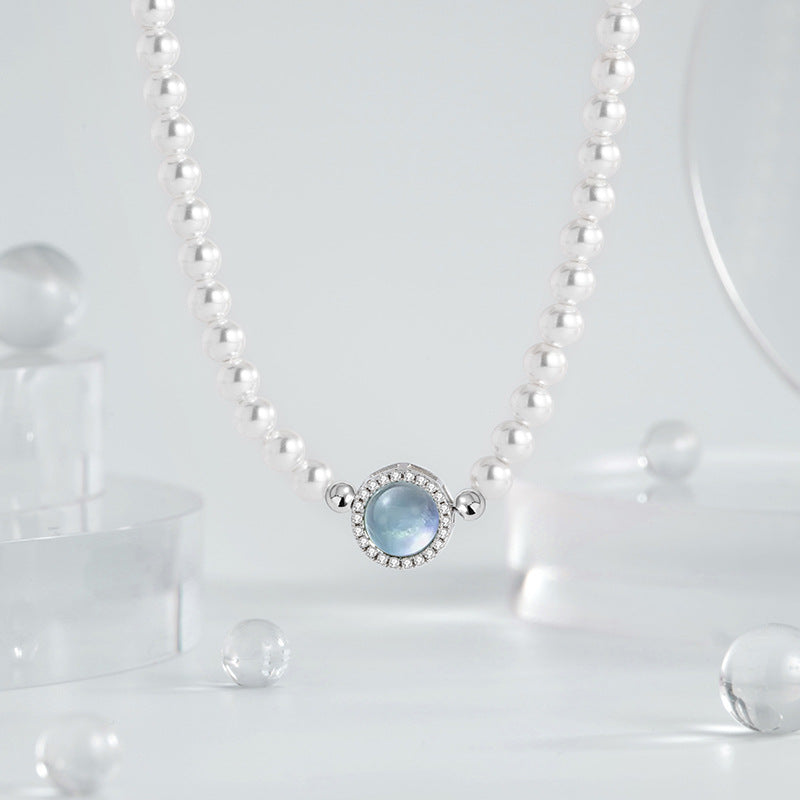 Hailanbao Sterling Silver 925 Necklace Female Niche Design Light Luxury Shijia Pearl Clavicle Chain Ins Style Girlfriends Pendant