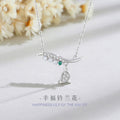 Original Lily Sterling Silver 925 Necklace Women's Fashion All-Match Pearl Tassel Clavicle Chain Ins Style Flower Pendant