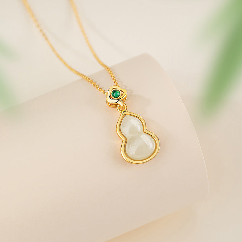Collana in argento fino 999 – zucca e ruyi e giada Hetian