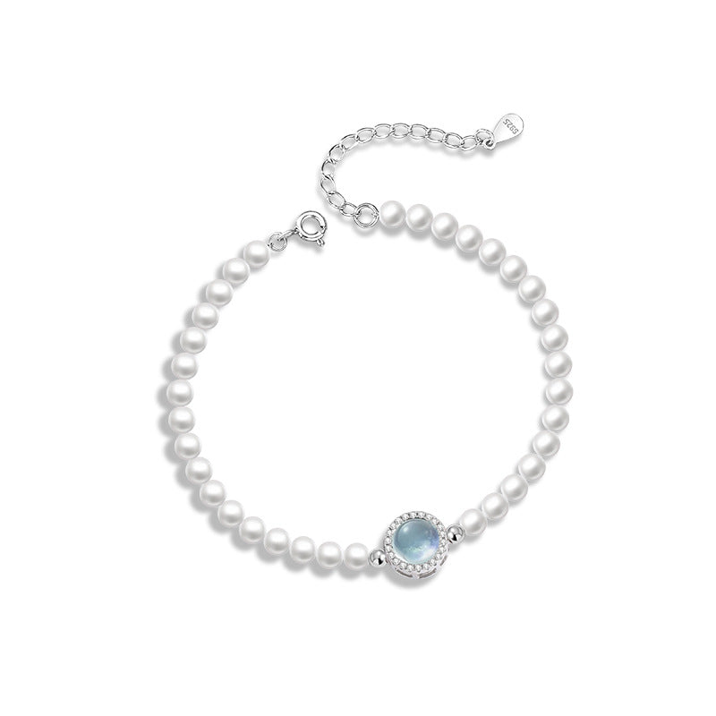 Hailanbao Sterling Silver 925 Bracelet Female Niche Design Light Luxury Zircon Bracelet Ins Style Shijia Pearl Bracelet