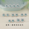 One Week Sterling Silver 925 Stud Earrings Light Luxury High-Grade Natural Blue Water Dangerous Material Jade Earrings Clover Earrings