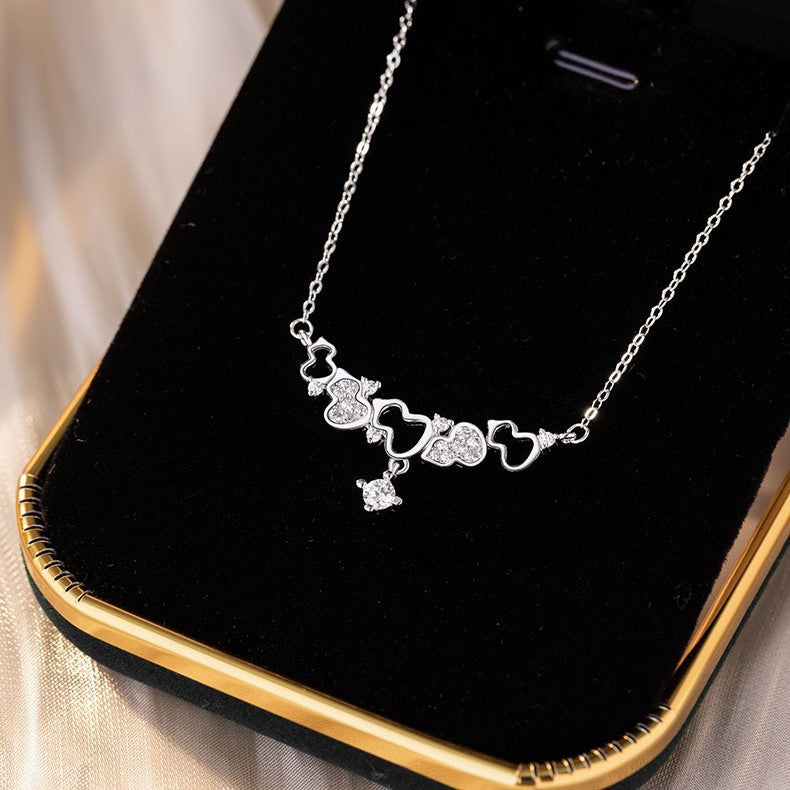 Gourd Pure Silver 999 Necklace Women's Light Luxury High-Grade Zircon Star Clavicle Chain Ins Little Red Book Same Pendant