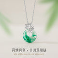 Collana in argento sterling 925 – loto e disco e giada