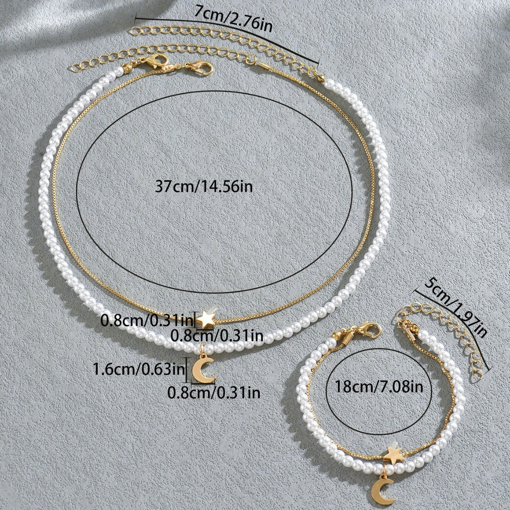 Pearl-Effect Celestial Layered Jewelry — product image 3