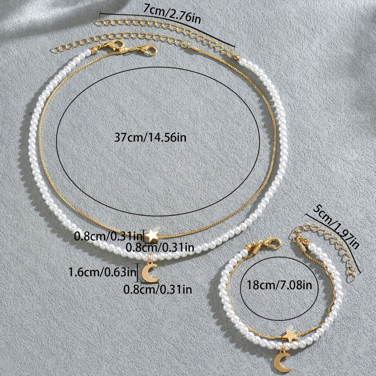 Pearl-Effect Celestial Layered Jewelry — product image 3