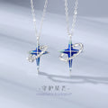 Star Sterling Silver 925 Couple Necklace Female Light Luxury Planet Zircon Clavicle Chain Get Things Ins Style Four Awn Star Pendant