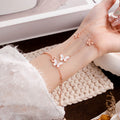 S925 Silver Rose Gold Plated White Fritillary Butterfly Necklace Bracelet Stud Earrings Set Light Luxury Niche All-Match Jewelry