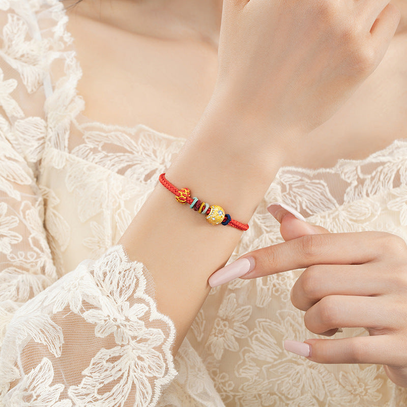 Star Sterling Silver 925 Woven Bracelet New Chinese Lucky Beads Ruyi Bracelet Ins Star River Little Red Book Same Bracelet
