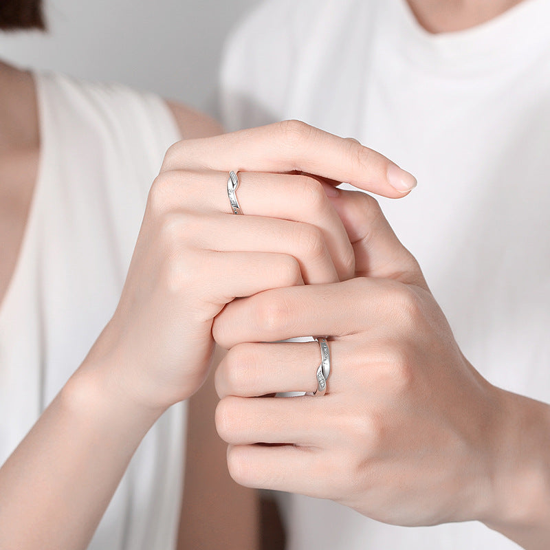 Mobius Sterling Silver 925 Couple Ring Fashion Versatile Commitment Light Luxury Ins Style Valentine's Day Gift Pair Ring