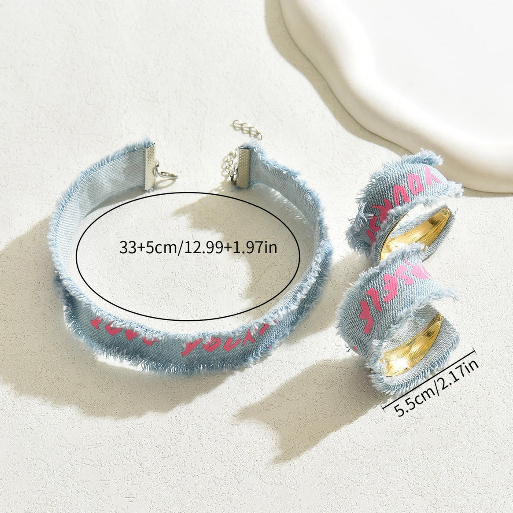 Denim-Effect Letter Jewelry — product image 4