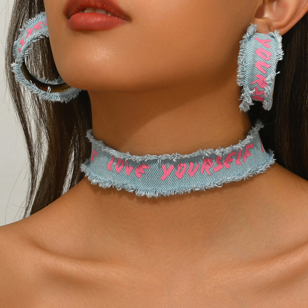 Denim-Effect Letter Jewelry — product image 2