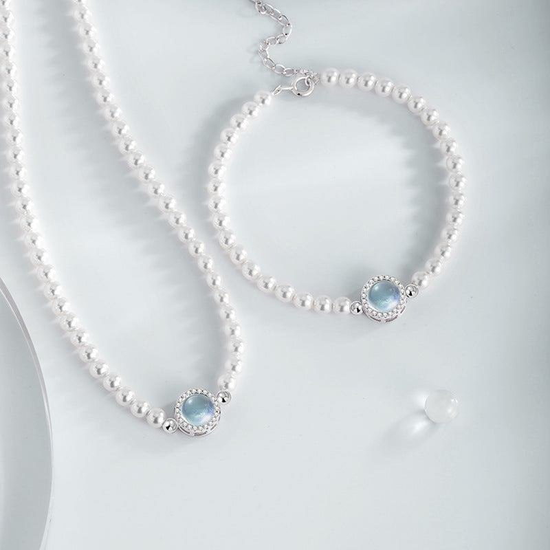 Hailanbao Sterling Silver 925 Bracelet Female Niche Design Light Luxury Zircon Bracelet Ins Style Shijia Pearl Bracelet