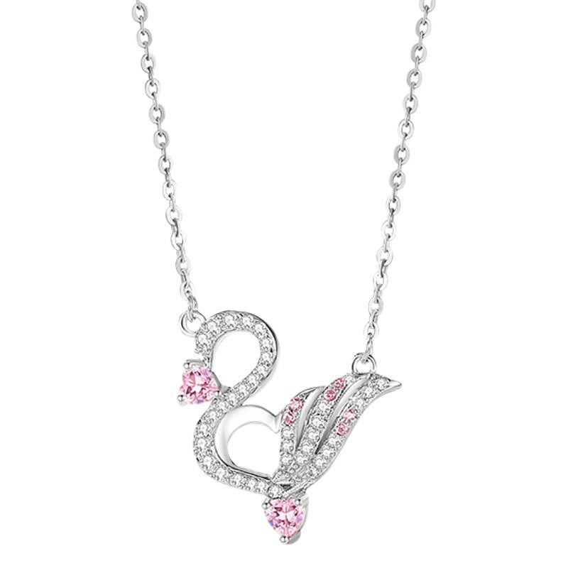 Gioielli in argento sterling 925 – cigno e zirconi rosa