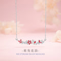Butterfly Sterling Silver 925 Necklace Female Sweet Cute Style Peach Blossom Zircon Clavicle Chain Small Red Book Same Style Flower Pendant