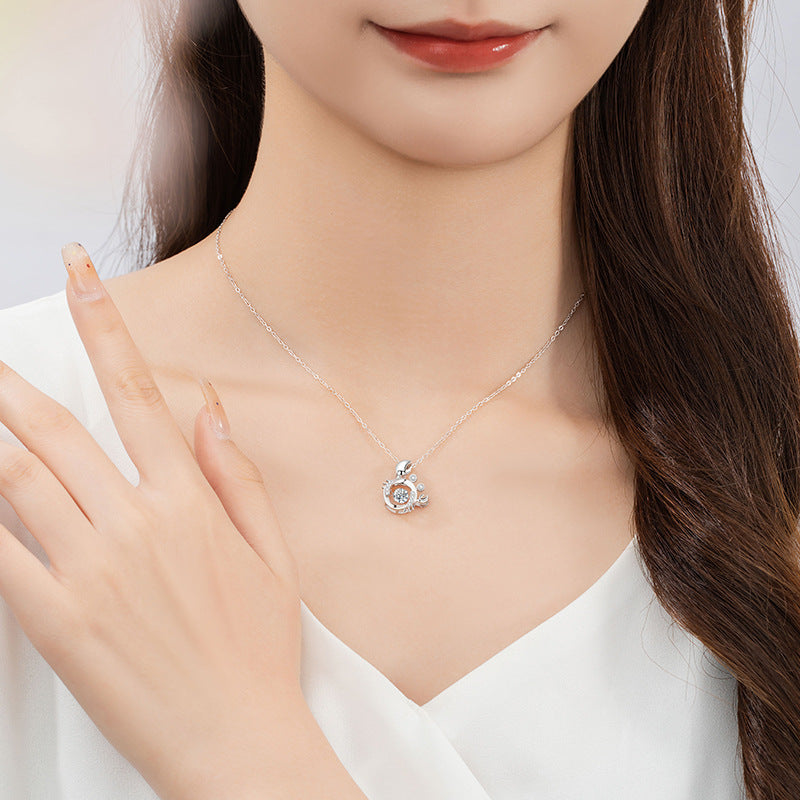 Small Crab Sterling Silver 925 Smart Necklace Women's Fashion Versatile Zircon Clavicle Chain Ins Style Cancer Pendant