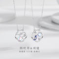 Collana in argento sterling 925 – quadrifoglio e dettaglio in vetro