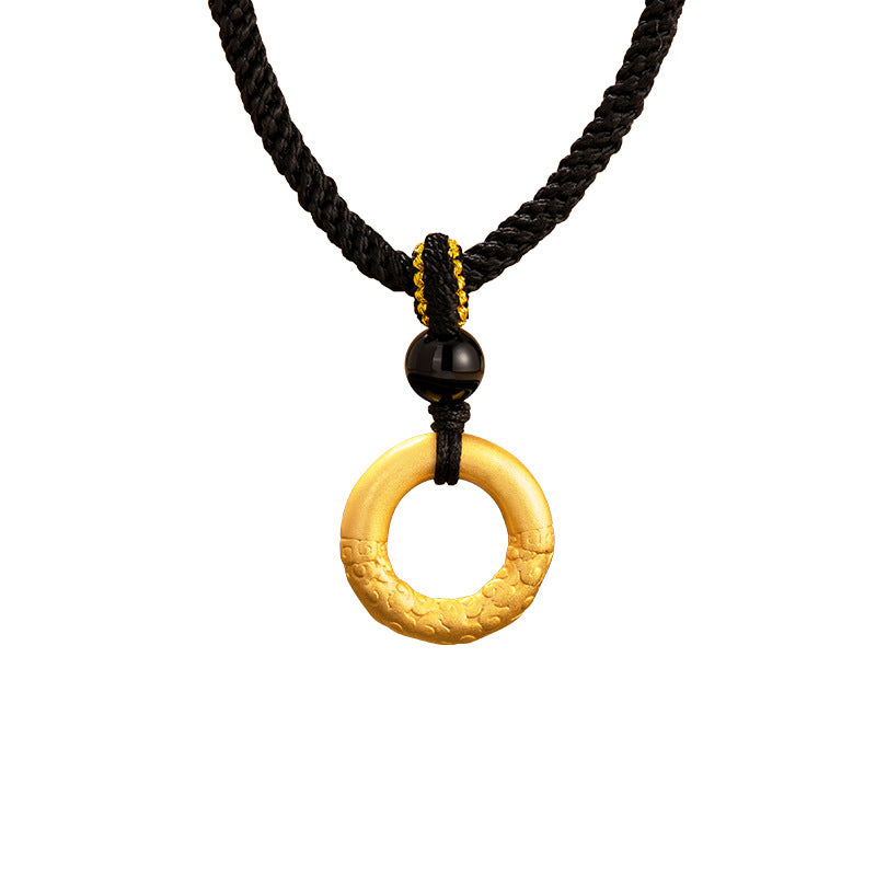 Xiangyun Ruyi Safety Buckle Pure Silver 999 Necklace New Chinese National Fashion Tight Hoop Braided Necklace Ins Style Pendant