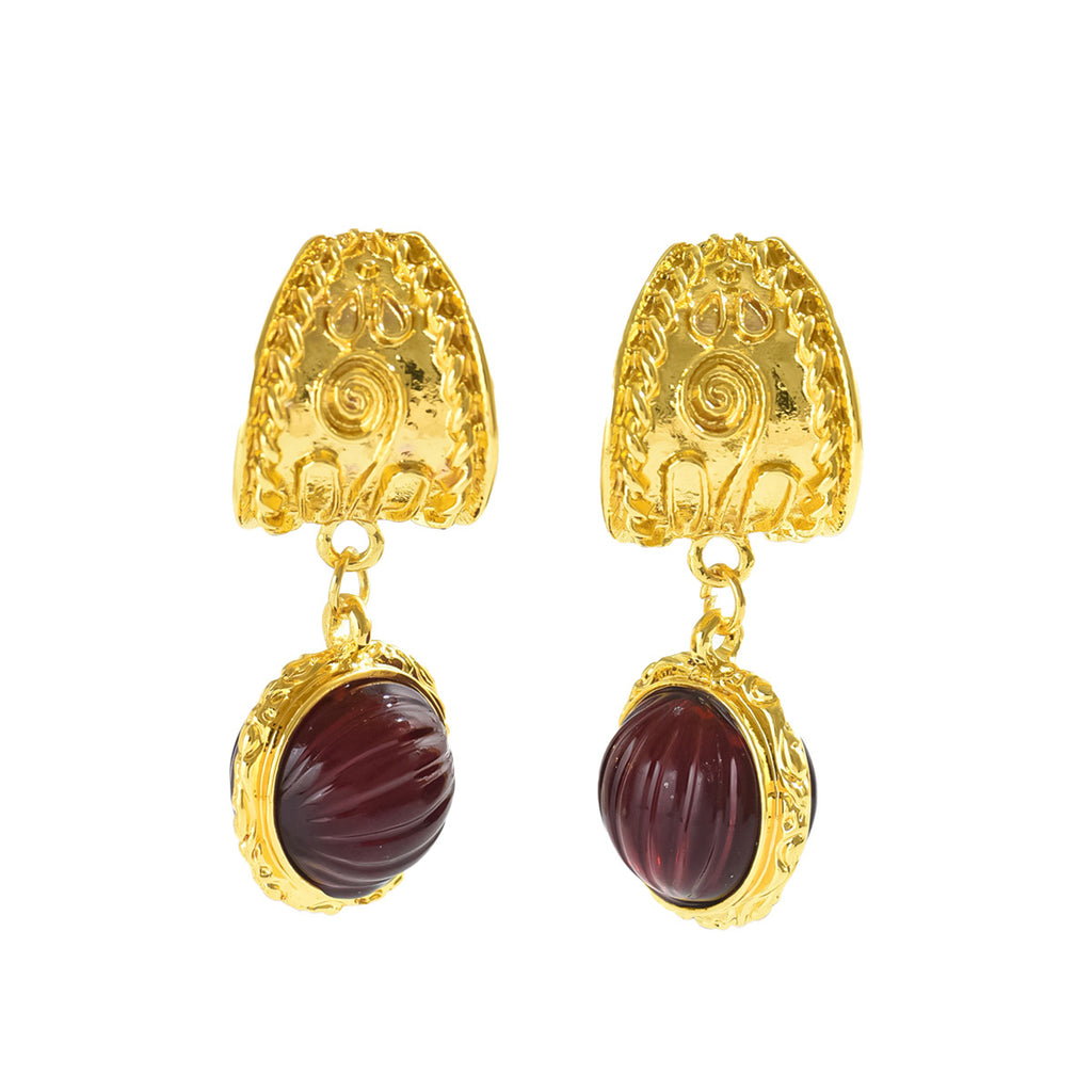 Niche Artistic Mid-Ancient Court Style Women's Earrings All-Match Inlaid Gem Design Fashion Earrings Light Luxury Earrings