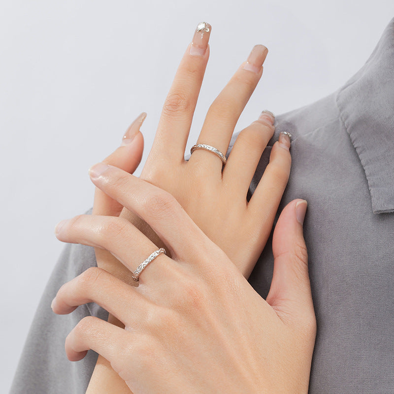 Candy Paper Pure Silver 999 Couple Ring Niche Design Light Luxury Irregular Plain Ring Ins Style Starry Ring