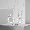 Mobius Ring Sterling Silver 925 Couple Necklace High-Grade Double Ring Zircon Clavicle Chain Ins Ring Buckle Pendant