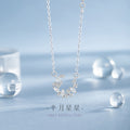 Moon Sterling Silver 925 Necklace Female Niche Design Light Luxury Romantic Star River Clavicle Chain Ins Style Star Pendant