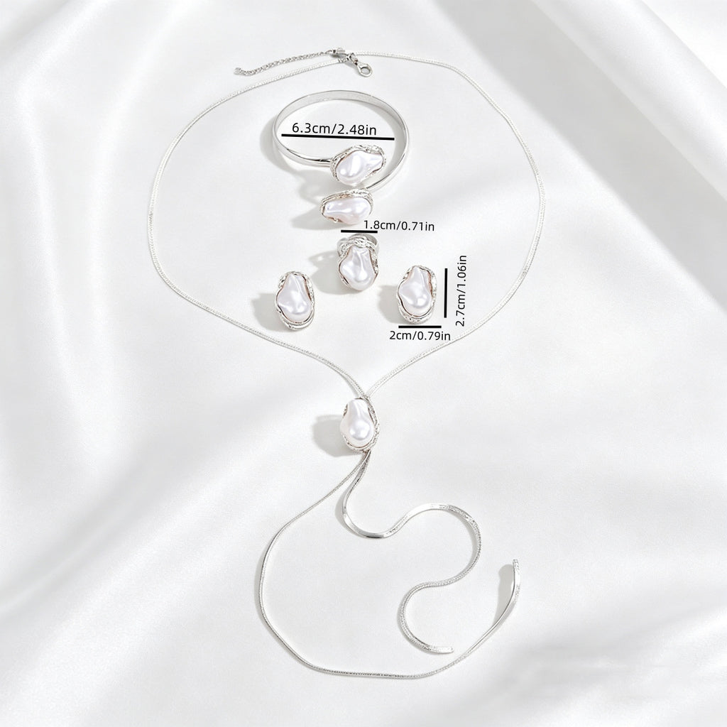 Pearl-Effect Curving Lariat Jewelry — product image 3