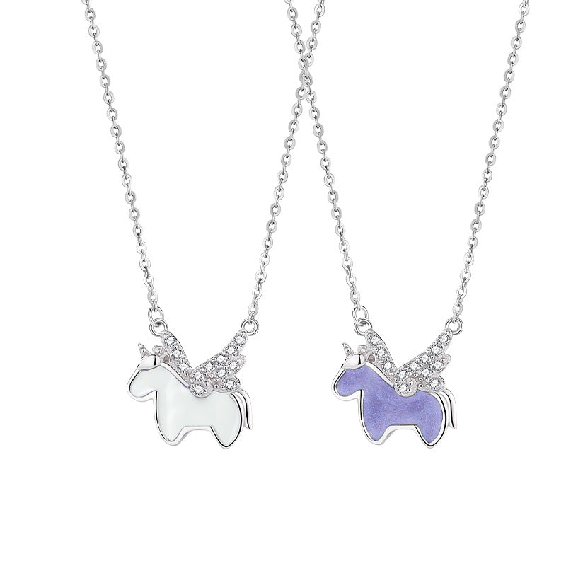 Collana in argento sterling 925 – unicorno, dettagli luminescenti