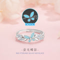 Streamer Butterfly Pure Silver 999 Luminous Ring Female Cute Sweet Style Open Adjustable Ring Ins Star Pair Ring
