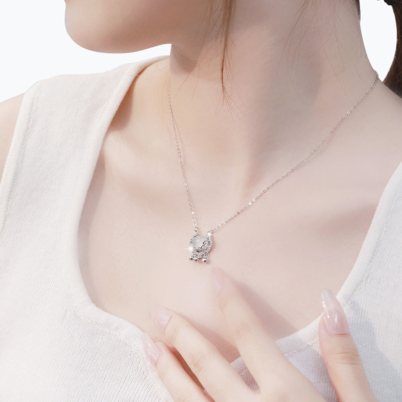 Collana in argento sterling 925 – lucchetto e nuvola e calcedonio