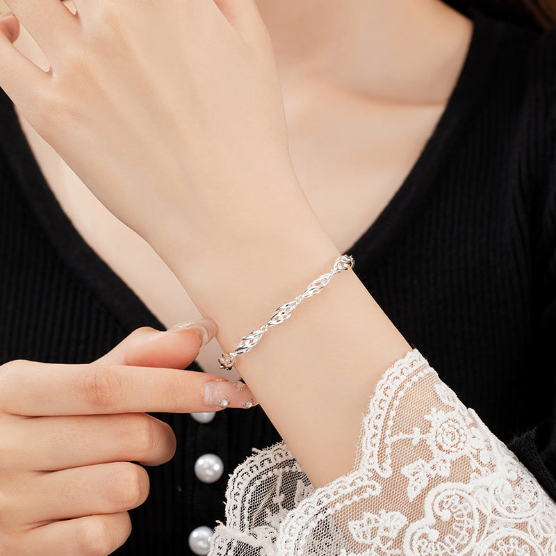 Wheat Ear Sterling Silver 925 Bracelet Female Niche Design Light Luxury Twist Bracelet Ins Style Mother's Day Gift Bracelet