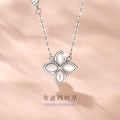 Lucky Clover Sterling Silver 925 Necklace Female Niche Design Light Luxury Zircon Clavicle Chain Ins Style Flower Pendant