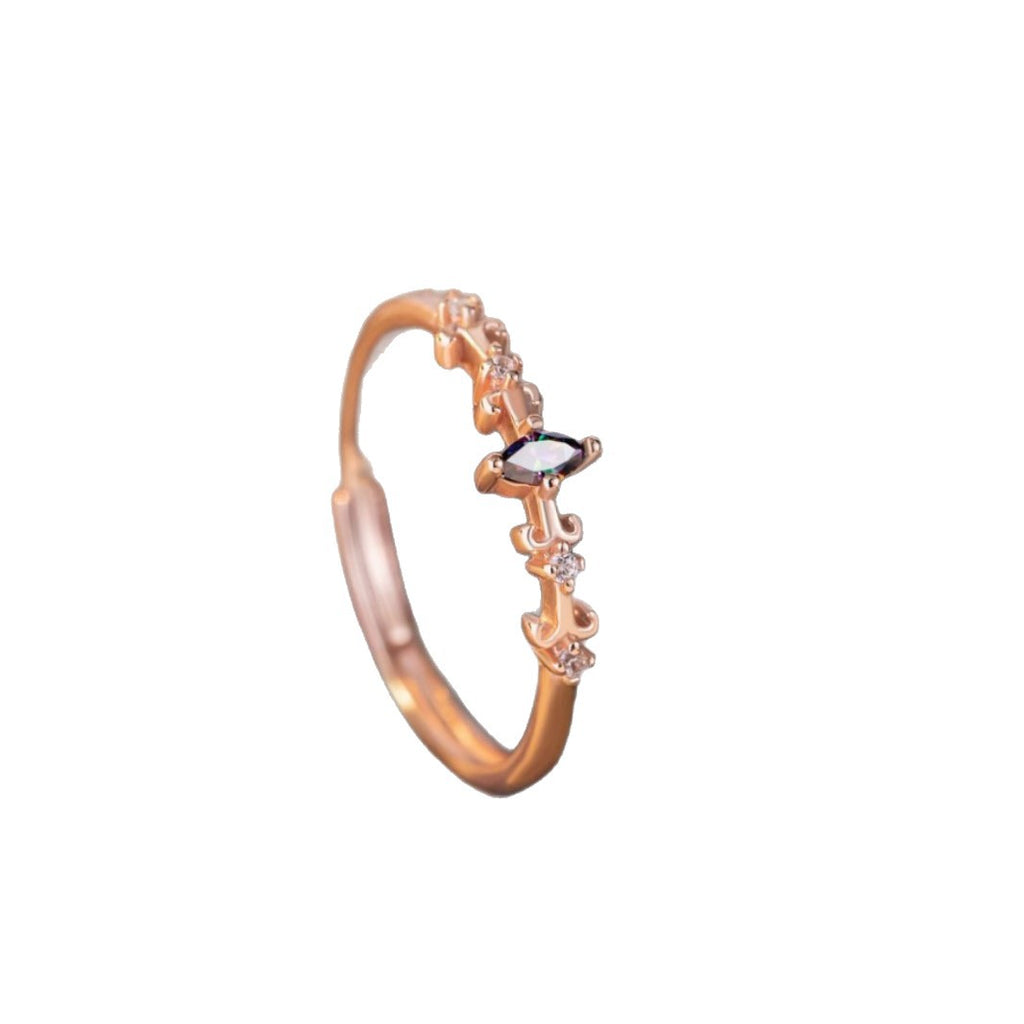Iris Sterling Silver 925 Ring Female Niche Design Light Luxury Horse Eye Zircon Ring Ins Style Little Red Book Ring