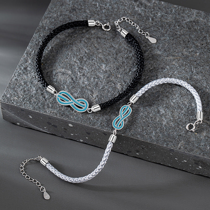 Mobius Sterling Silver 925 Luminous Couple Bracelet Fashion Versatile Unlimited Symbol Bracelet Ins Style Bracelet