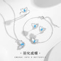 Original Butterfly Sterling Silver 925 Necklace Women's Fashion Versatile Ocean Blue Zircon Clavicle Chain Ins Style White Fritillary Pendant