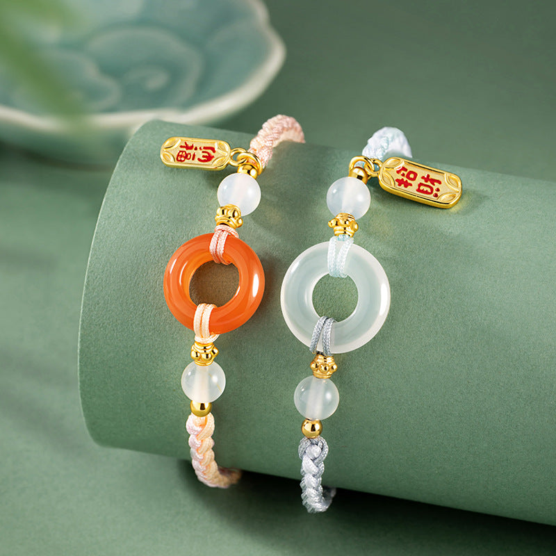 Bracciale in argento sterling 925 – nodo e disco e calcedonio