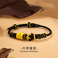 Six-Word Proverb Pure Silver 999 Bracelet Light Luxury High-Grade Black Agate Woven Bracelet Ins Birth Year Guardian Bracelet