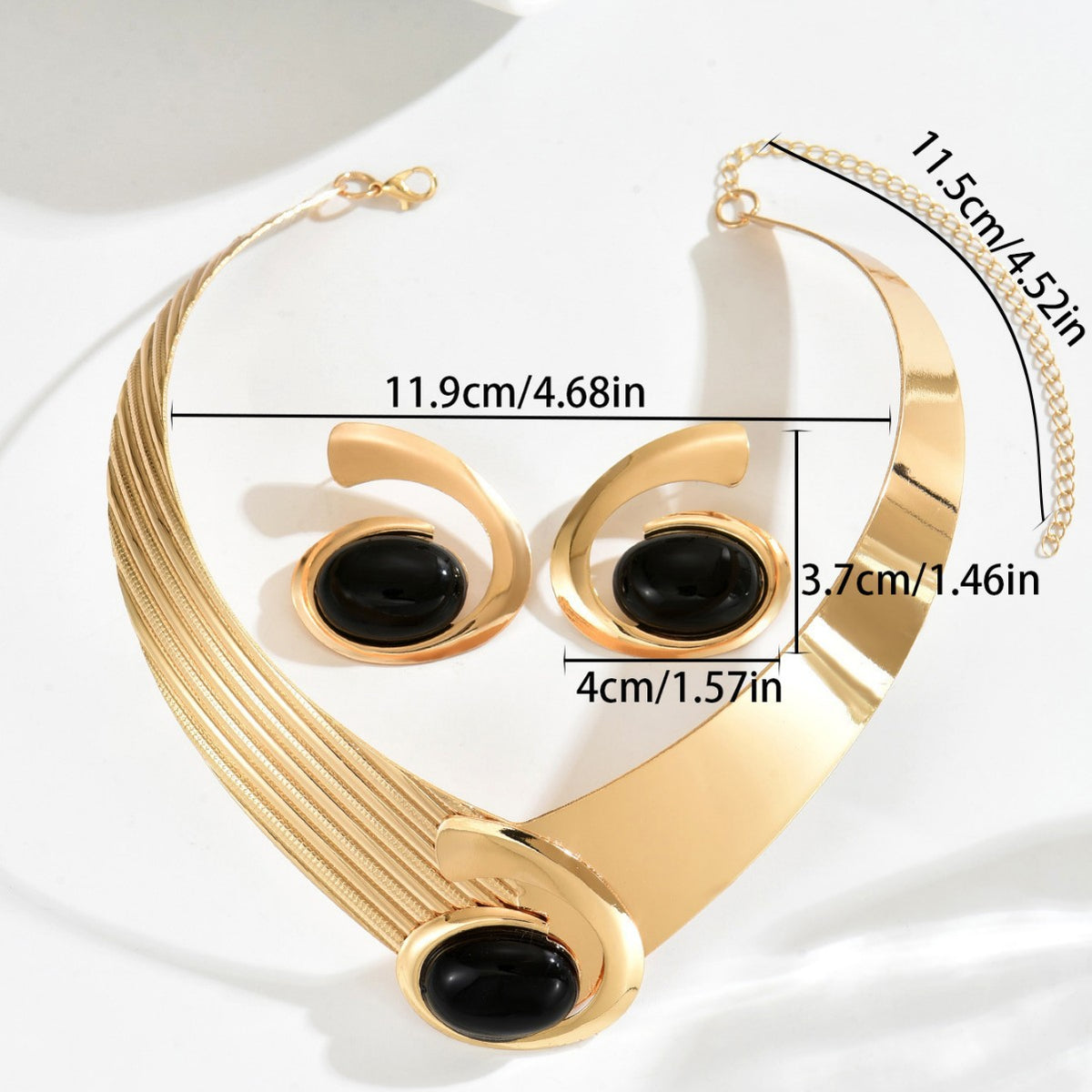 Black Oval Statement Collar Jewelry — product image 4