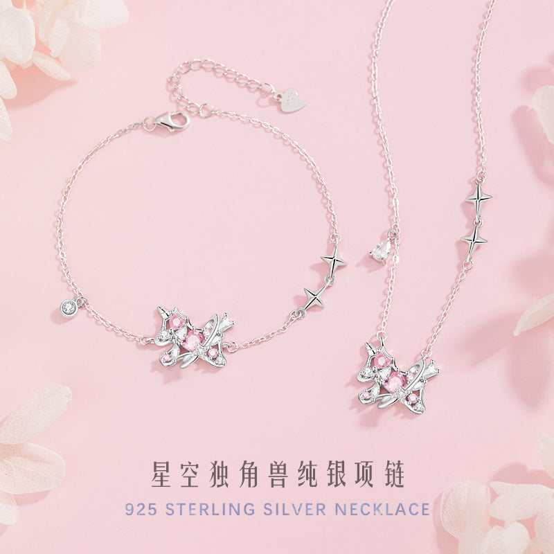 Gioielli in argento sterling 925 – unicorno e stella e zirconi
