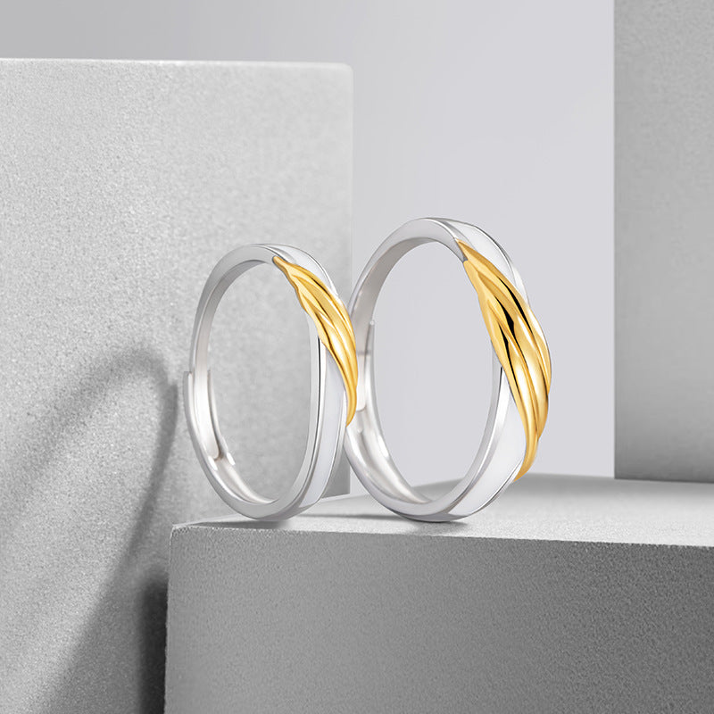 Mobius Sterling Silver 925 Luminous Couple Ring Fashion All-Match Love Ring Valentine's Day Couple Ring