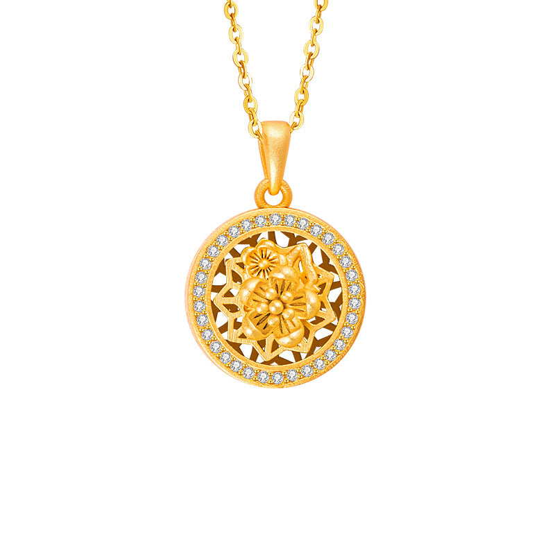 S925 Sterling Silver December Birthday Flower God Necklace Vintage Lucky Rotatable Pendant Niche Light Luxury All-Matching Accessories