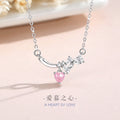 Lovely Sterling Silver 925 Necklace Women's Fashion Versatile Pink Zircon Clavicle Chain 520 Valentine's Day Star Pendant