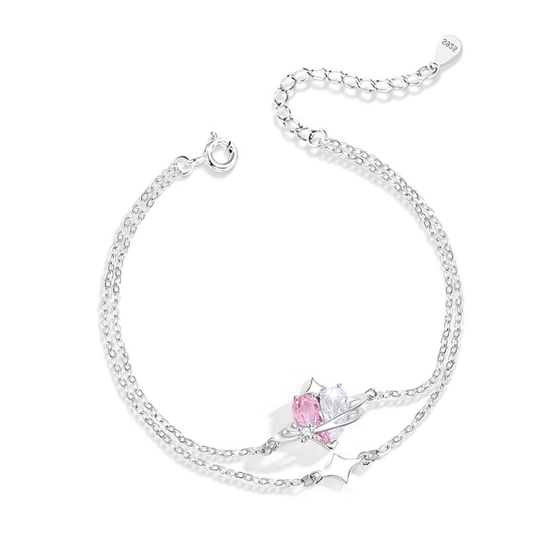 Bracciale in argento sterling 925 – cuore e stella e zirconi