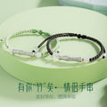 Festival High-Rise Sterling Silver 925 Couple Chalcedony Bracelet National Fashion New Chinese Style Bamboo Bracelet Ins Style Bamboo Bracelet